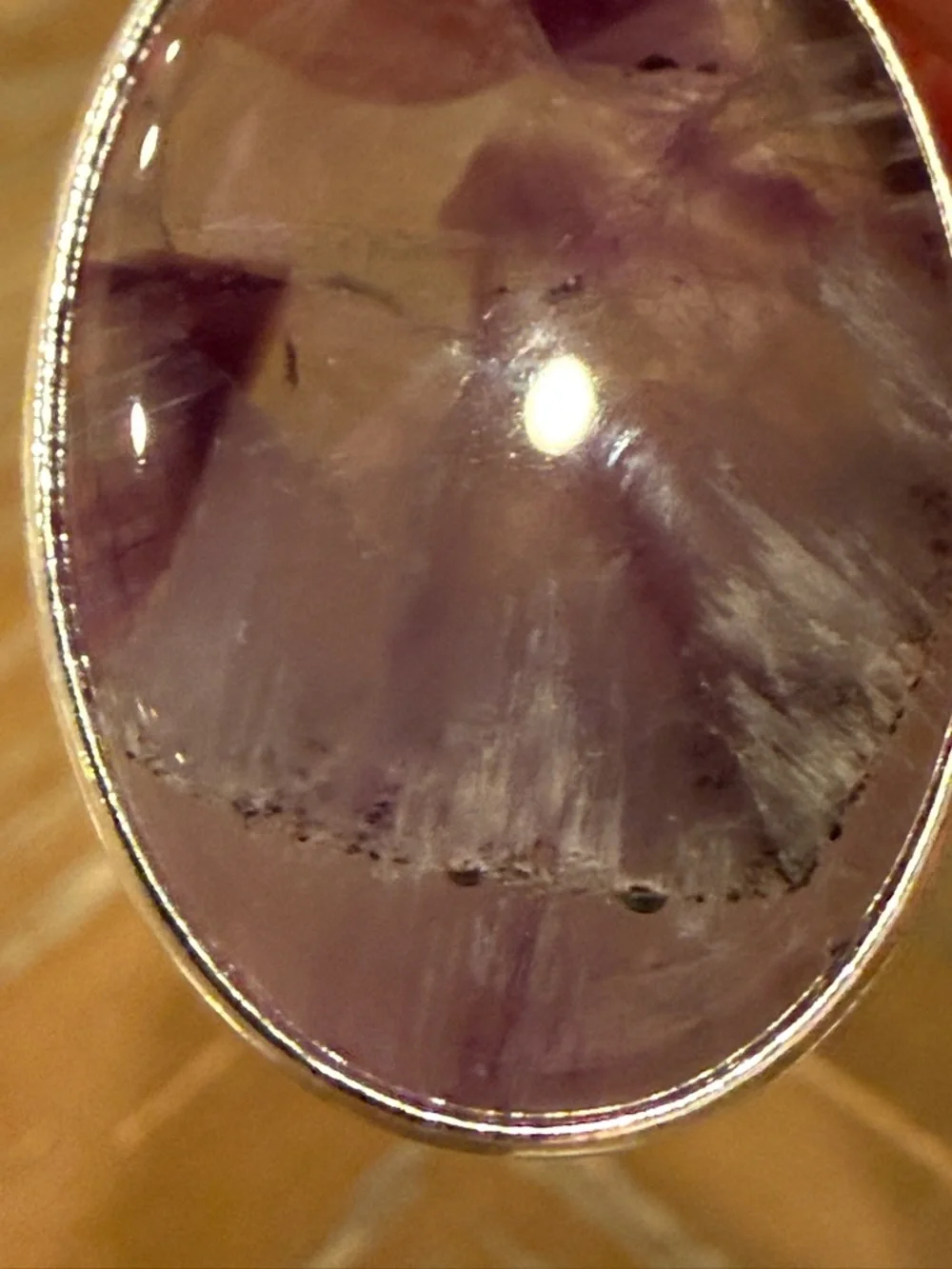 Star Amethyst Sterling Silver Pendant Large Oval Purple Crystal Statement